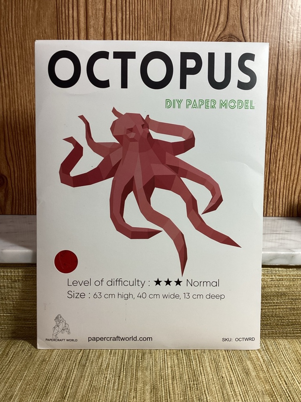New Papercraft World Octopus DIY Paper Model Kit - Red -